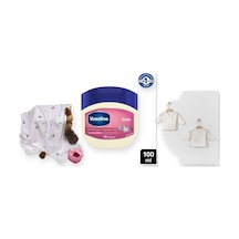 Yenidoğan Hediye Seti 3 Parça: İç Zıbın + Müslin Örtü + Vaseline Bakım Kremi - Pembe