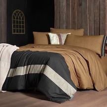 Sarev Loamy Kıng Sıze Battal Boy %100 Pamuk Çift Taraflı Nevresim Takımı Taba Taba