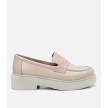 Hotiç Kadın Deri Bej Kalın Tabanlı Klasik Loafer