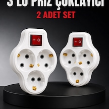 3 Lü Priz Çoklayıcı 2 Adet Set Anahtarlı Kablosuz Duvar Tipi Priz Çoğaltıcı Diğer