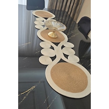 Dekoratif Örgülü 30x100 Cm Runner Şık Masa Orta Sehpa Üstü Dekoratif Sofra Aksesuarı Bej