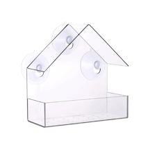 Shineyee Duvara Monte Vakumlu Montaj Kuş Yemliği Şeffaf Akrilik Hafif Su Geçirmez Kuş Yemliği-7