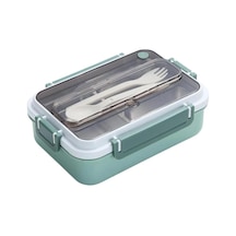 Bento 1000ml Lunchbox Tek Katlı 3 Bölmeli Çelik Sefer Tası Yemek Kutusu Koyu Yeşil Bakır