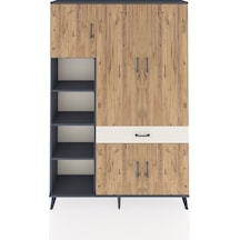 Arges Dolap 8 Raflı Tek Çekmeceli 5 Kapaklı 132x30x195 Antras... Antrasit