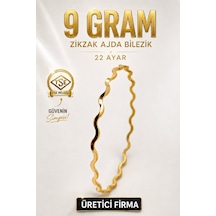 22 Ayar Tse Belgeli 9 Gram Zikzak Ajda Altın İşçiliksiz Bilezik Gold Nişan Düğün