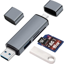 Cr62 5in1 Çift Girişli Usb 3.0 & Type-c Otg Kart Okuyucu Hub Sd, Micro Sd Kart Okuyucu Adaptör