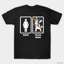 Flood Of Style Hemşire Vs Seyahat Hemşiresi Dabbing Unicorn Komik T-shirt Erkekler Kadınlar Için % 100% Pamu Çok Renkli