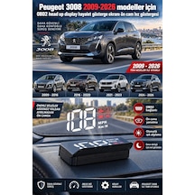 Peugeot 3008 2009-2026 Modeller İçin Obd2 Head Up Display Hayalet Gösterge Ekranı Ön Cam Hız Göstergesi