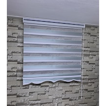 Yeşil Gri Mini Plise Zebra Perde (Etekli)