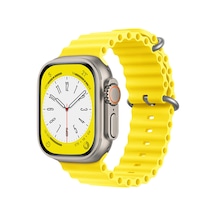 Forzacase Apple Uyumlu  Watch 8 45mm İçin Oluklu Ocean Silikon Kordon Kayış - Fc007 Sarı