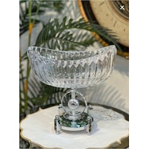 Elta Collection Ultra Lüks Premium Kristal Gümüş Gondol Kase Dekoratif Masa Ve Salon Aksesuarı Gümüş