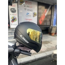 Ls2 Rapıd Mat Siyah Kask - Gold Vizör Çok Renkli