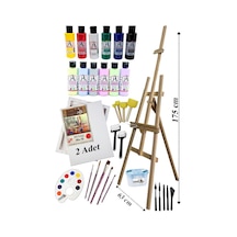 Akrilik Boya Resim Seti Südor Monalisa 12 Renk 70 ml Akrilik Boya 2 Tuval 50x70 Fırça Spatula Şövale