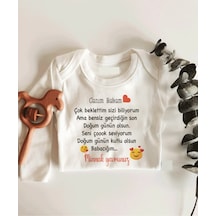 İmaj Tuğbababy Canım Babam Uzun Kol Çıtçıtlı Organik Bebek Body Beyaz