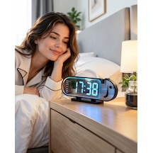 Led Dijital Masa Saati Parlaklık Ayarlı 12/24 Saat Ds3827masasaatı-2 Çok Renkli