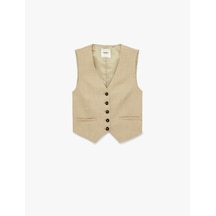 Koton Regular Fit Cepli V Yaka Blazer Yelek Haki 6sak20041uw Haki