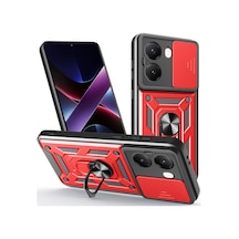 X7 Pro Kılıf Pars Lens Yüzüklü Silikon - Kırmızı