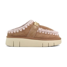 Terlik/ Panduf Ev Kadın Mu.fw531001a Pkbro Mou Bounce Clog Metal Logo Beige Suede Beige Suede Bej