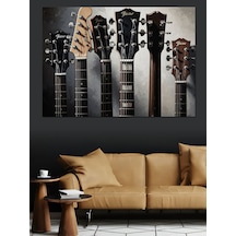 Ahşap Tablo Müzik Enstrümanları Gitarlar Yakın Çekim