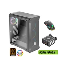 Green Z5 Surena Argb Gaming Bilgisayar Kasası 4 120mm Fan + Kumanda 800w 80+ Bronze Psu Dahil + Mouse