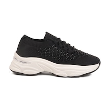 Siyah Hafif Triko Örme Anatomik Kadın Sneaker B064 Z Siyah