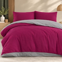 Lux Comfort Düz Renk Çift Kişilik Nevresim Takımı Çift Renkli Yumuşak Dokulu 200x220 Cm 4 Parça Vişne