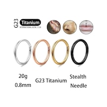 G23 Titanyum 20g/0.8mm Küpe Burun Halkası Septum Hoop Piercing Vücut Kadın 1.2x10mm 2 1.50 CM-Gümüş