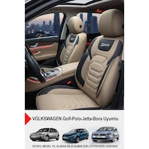 Titanyum Serisi Lüks Keten Üniversal Oto Koltuk Kılıfı Volkswagen Bora-golf-jetta-polo Uyumlu Bej