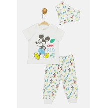 Mickey Mouse Lisanslı Erkek Bebek Mendilli Alt Üst Takım Mc17248 Beyaz