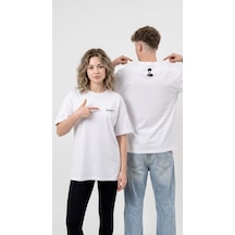 Hoxie Unisex Önü İmzalı Ve Arkası Kalpaklı Atatürk Portreli Özel Tasarım Oversize Beyaz T-shirt