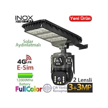 Inox X18 2x3mp 4g Dış Mekan Güneş Enerjili Pt Güvenlik Kamerası - 2 Lensli, Renkli Gece Görüş, İnsan