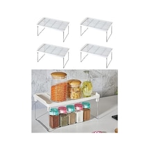 Lirazon 4 Adet Raf Düzenleyici Dolap İçi Organizer Metal Ayaklı 14cm X 30cm Açık Ceviz
