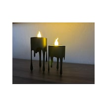 Damla Tasarımlı Modern Mumluk Dekoratif Mum Standı Siyah
