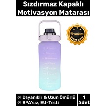 Premium Çift Renk Ölçü Baskılı Sızdırmaz Akmaz Motivasyon Matara Suluk Sağlıklı Plastik 2 Lt Su Şişe