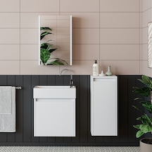 Roomart Ayaksız Tek Kapaklı Lavabolu 50 Cm Banyo Dolabı Mat Beyaz