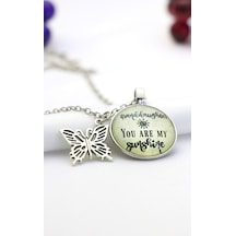 Gün Işığımsın Yazılı Kelebekli Kolye Silver Gümüş