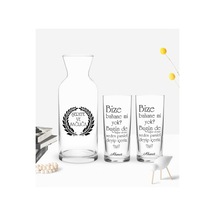 Kişiye Özel Renkli Baskılı Bahane Mi Yok Tasarımlı İkili Rakı Bardağı Ve Karaf Hediye Seti-1