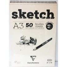 Clairefontaine İvory Sketch Blok Üstten Spiralli Eskiz Defteri A3