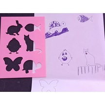 3d Baskı Hayvan Figürleri Çizim Şablonu - Çoklu Desen Kalıbı - Pembe