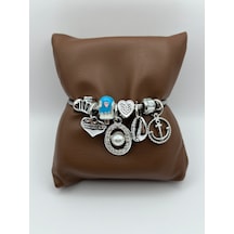 Arnes Jewelry Çelik Silver İncili Bileklik Gümüş
