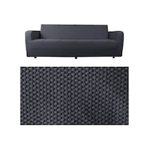 Bibaha 3 Kişilik Balpeteğı Desen Likralı Koltuk Örtüsü Cekyat Için Lastikli Antrasit 180 X 230 Çok Renkli
