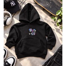 Kız - Erkek Çocuk Kapüşonlu Sırt Baskı Detaylı Sweatshirt - Hoodie siyah
