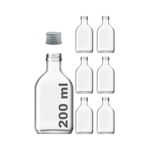 Afracam Cold Brew Yassı Şeffaf 200 ML Gümüş Kapaklı Cam Şişe 6 Adet