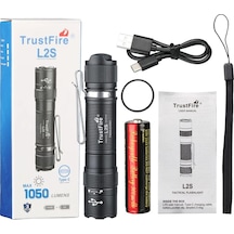 Trustfire L2s Taktik El Feneri 1050 Lümen Ipx6 14500 Taşınabilir Torch Black Sabit Odaklama Siyah