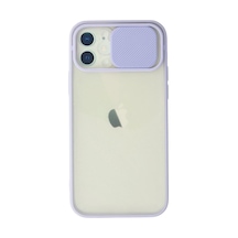 Apple İphone Uyumlu 12 Kılıf Palm Buzlu Kamera Sürgülü Silikon - Lila Çok Renkli