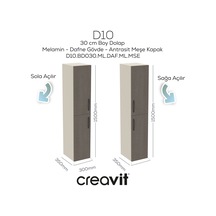 Creavit D20 30 Cm Sola Açılır Boy Dolabı Dafne Melamin Kapak Demonte Dafne
