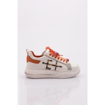 Dgn 1023 Kadin Sneaker Ayakkabi 1023-2007-R0299 Beyaz - Turuncu