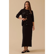 Seçil Kadın Düz Kesim Triko Etek 1013 Siyah Siyah