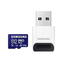 Samsung Uyumlu  Pro Plus Microsd Kart, 512 Gb, Uhs-ı U3, Full Hd Ve 4k Uhd, 160 Mb/s Okuma, 120 Mb/s Yazma, Akıllı Telefon, Drone Veya Action Cam İçin Hafıza Kartı, Usb Kart Okuyucusu İçerir, Mb-md512kb/ww