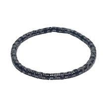 Jtss26blk1756 Obsidyen Ve Hematit Doğaltaş Esnek 4 Mm Janti Bileklik Çok Renkli